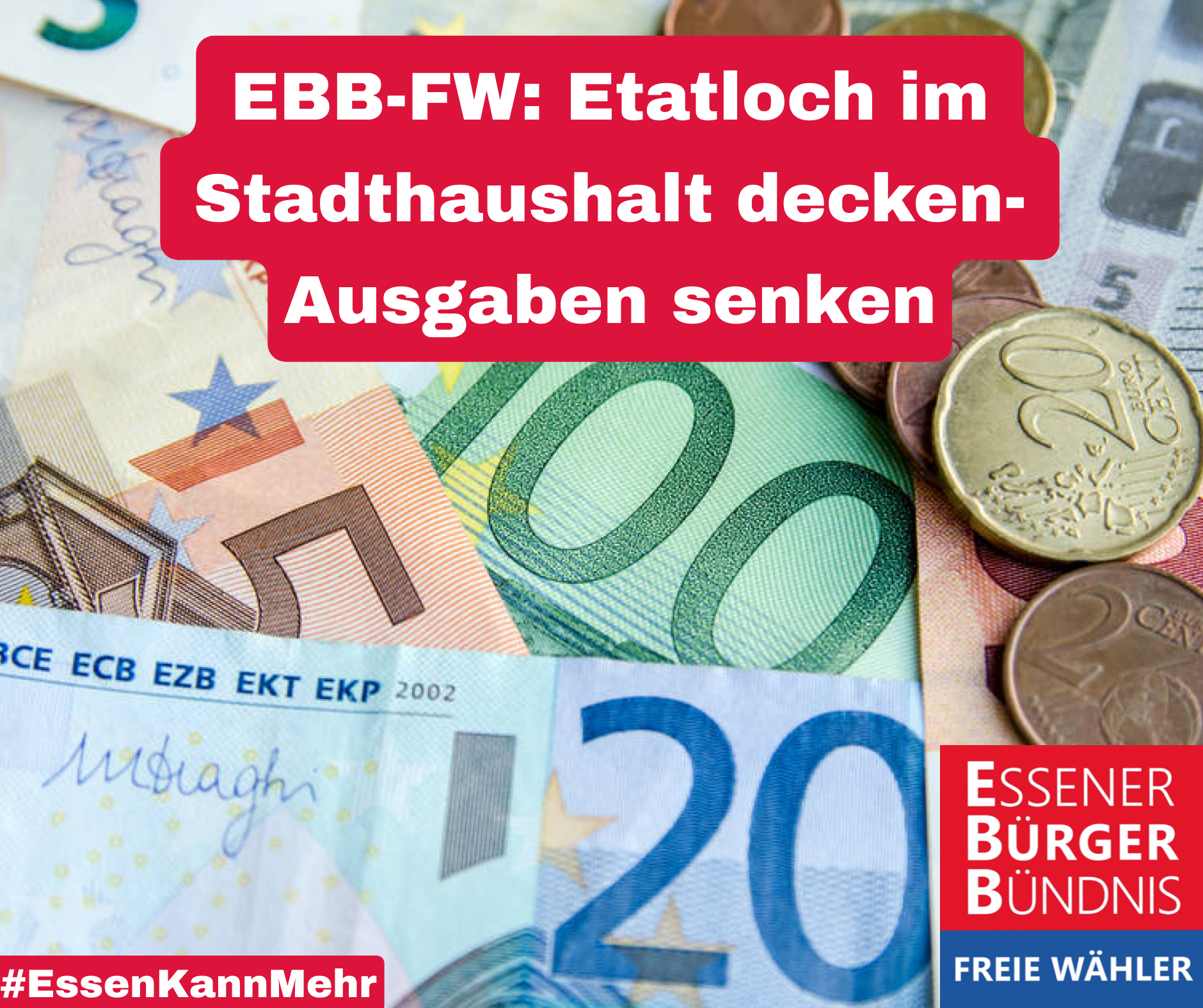 Etatloch im Stadthaushalt decken- Ausgaben senken